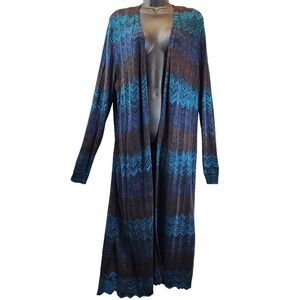 Soft Surroundings Maxi Duster Cardigan Womens Large Boho Coquette Soft Girl Blue